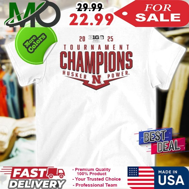 Authentic Heather Gray Nebraska Huskers 2025 Big Ten Baseball Conference Tournament Champions Playoff Game Day Shirt