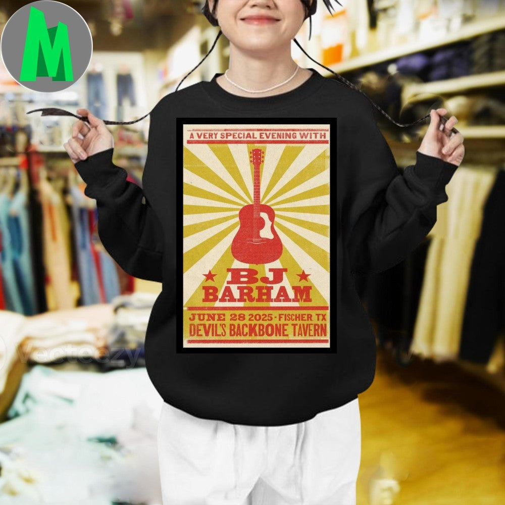 BJ Barham June 28, 2025 Devil’s Backbone Tavern, Fischer, TX Poster Shirt
