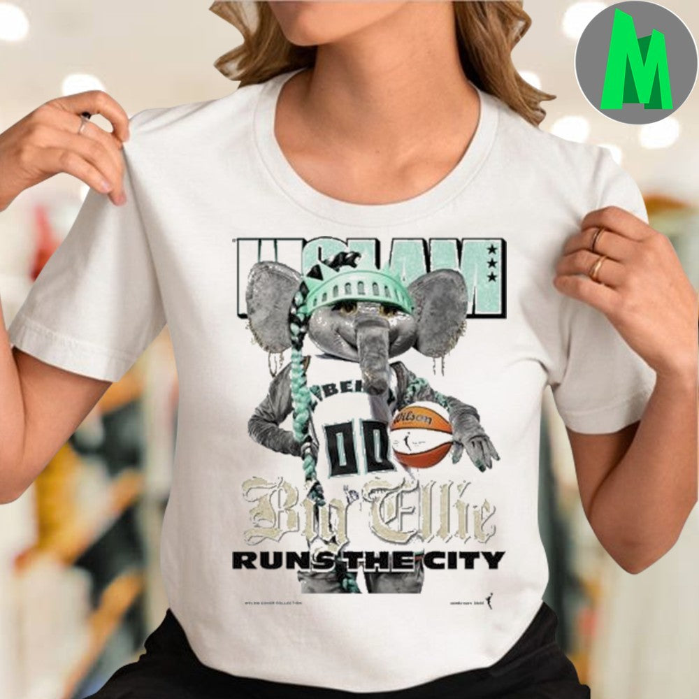 Big Ellie Runs The City T-Shirt New York Liberty WNBA Mascot Funny Basketball Graphic Tee