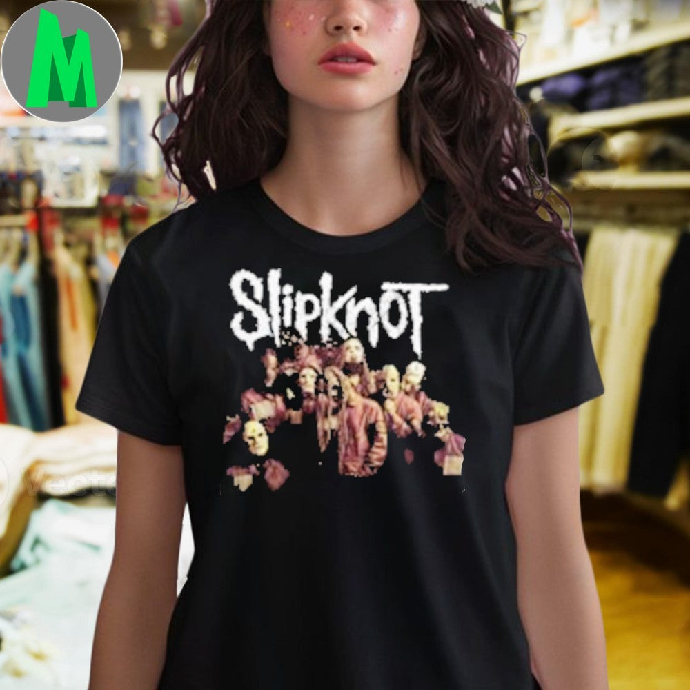 Black Slipknot Europe Tour 2025 Band Graphic T-Shirt