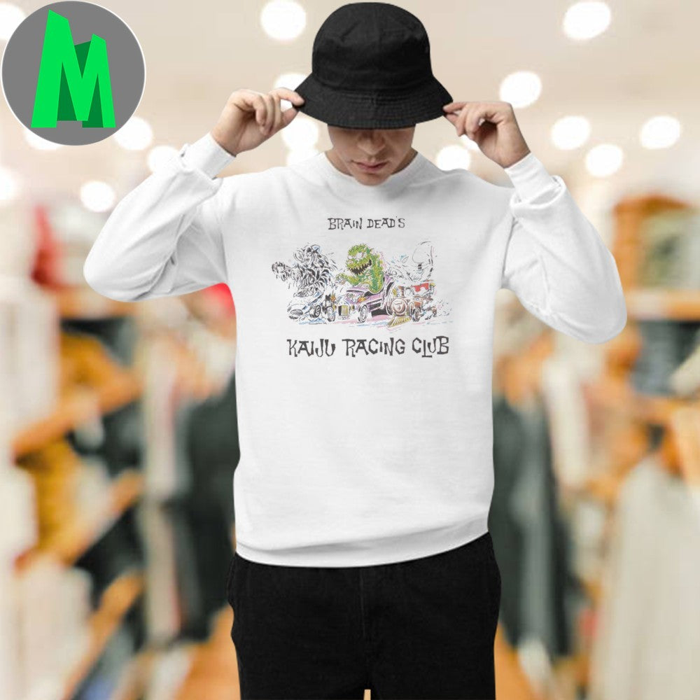 Brain Dead x Godzilla Kaiju Racing Club Graphic T-Shirt Monster Film Fan Tee Streetwear