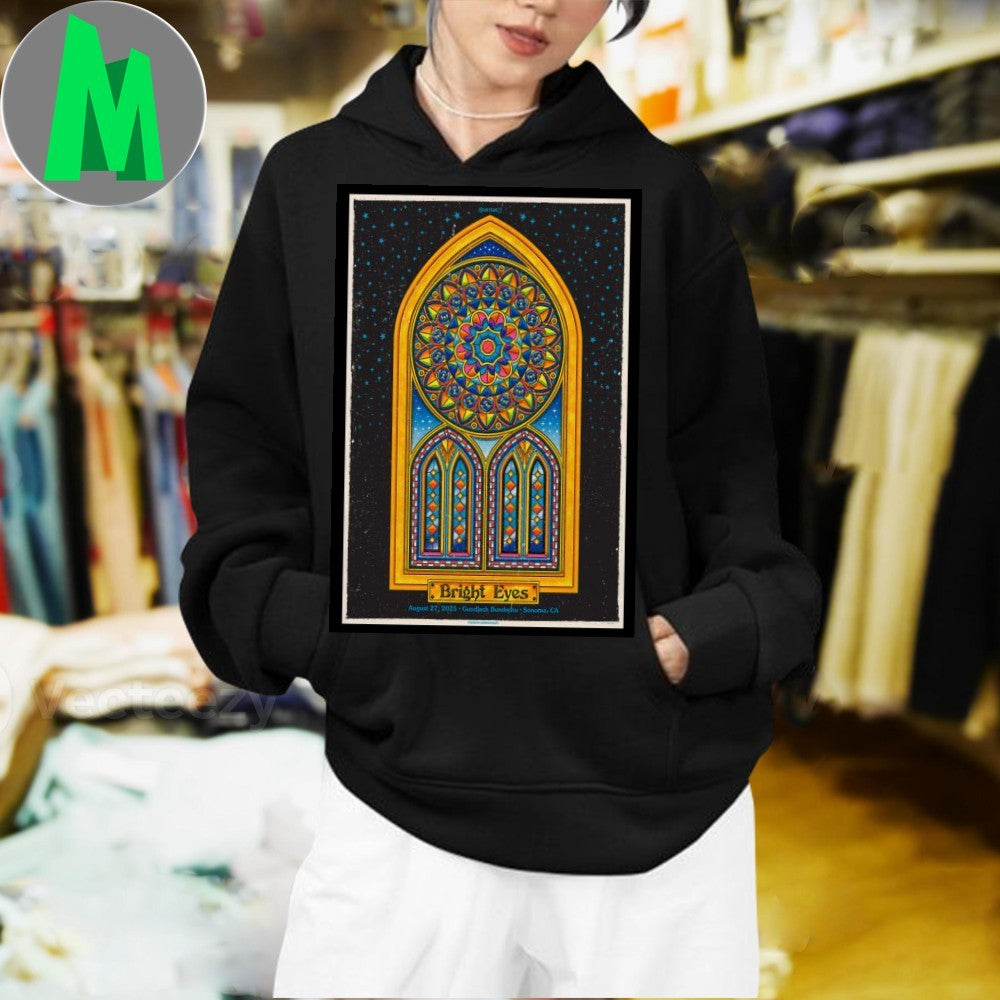 Bright Eyes August 27 2025 Sonoma CA Stained Glass Poster Graphic T-Shirt