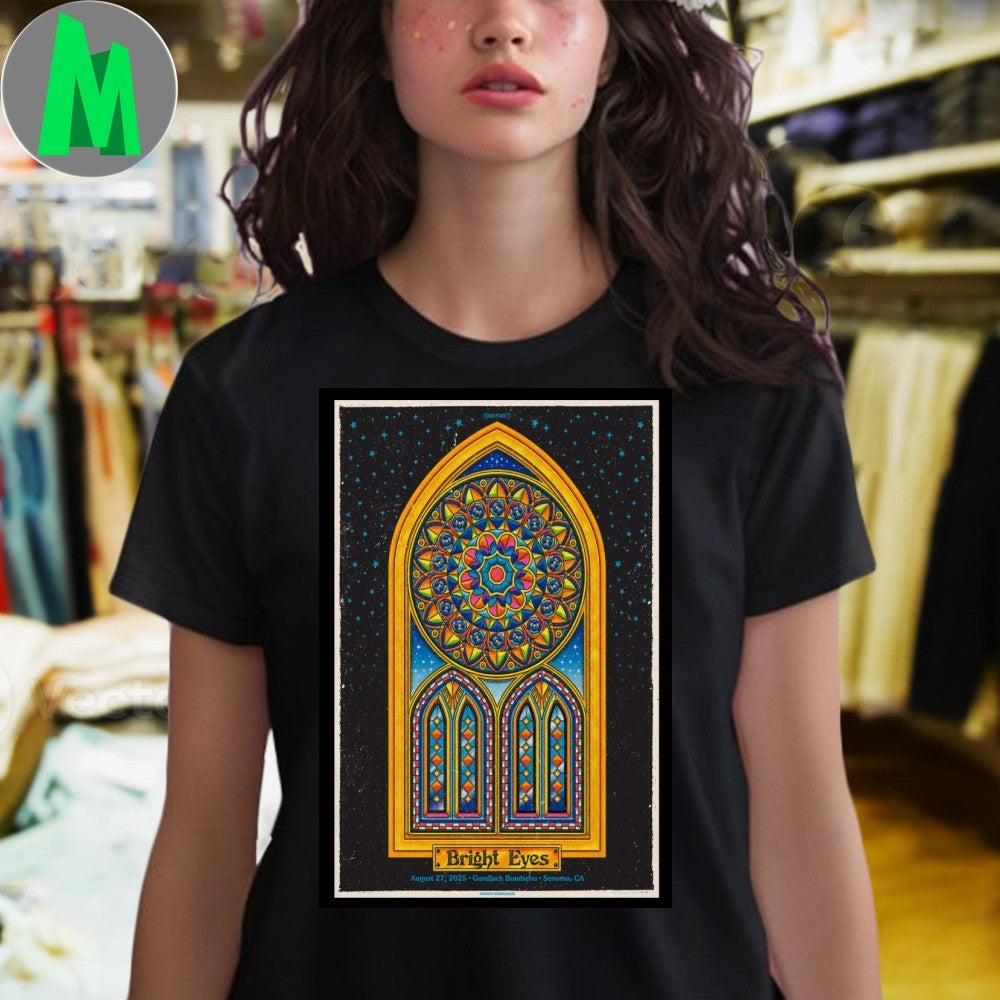 Bright Eyes August 27 2025 Sonoma CA Stained Glass Poster Graphic T-Shirt