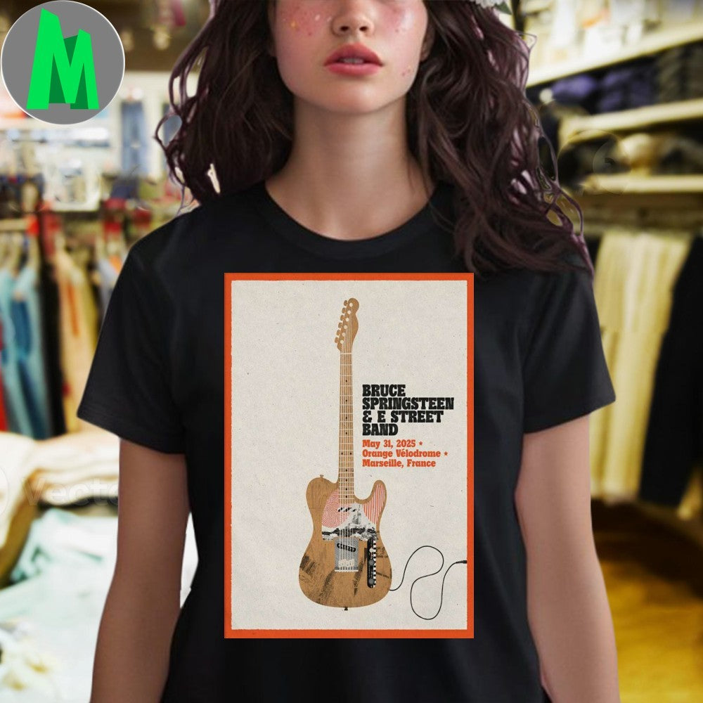 Bruce Springsteen & E Street Band 2025 Marseille Concert Poster T-Shirt Rock Music Fan Apparel
