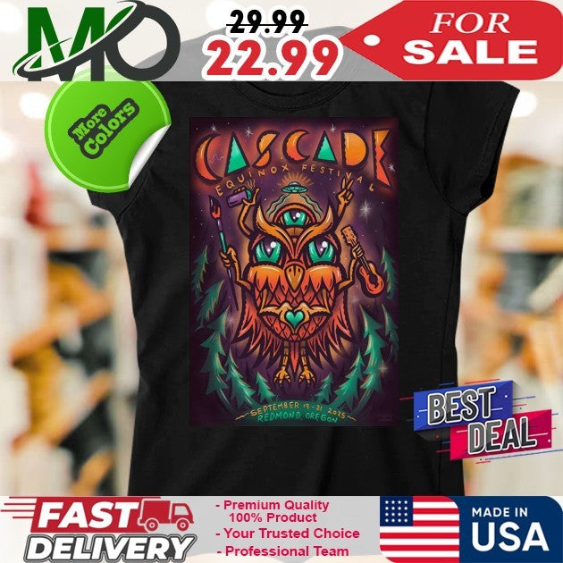 Cascade Equinox Festival 2025 Redmond OR Music & Arts Poster T-Shirt (September 19-21, Deschutes County Fairgrounds)