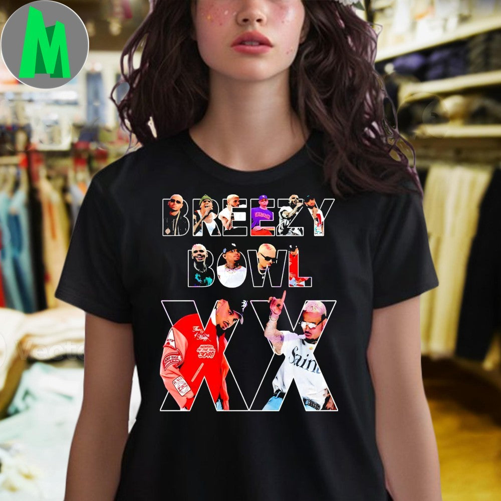 Chris Brown Breezy Bowl Xx Tour Concert Collage Streetwear Shirt