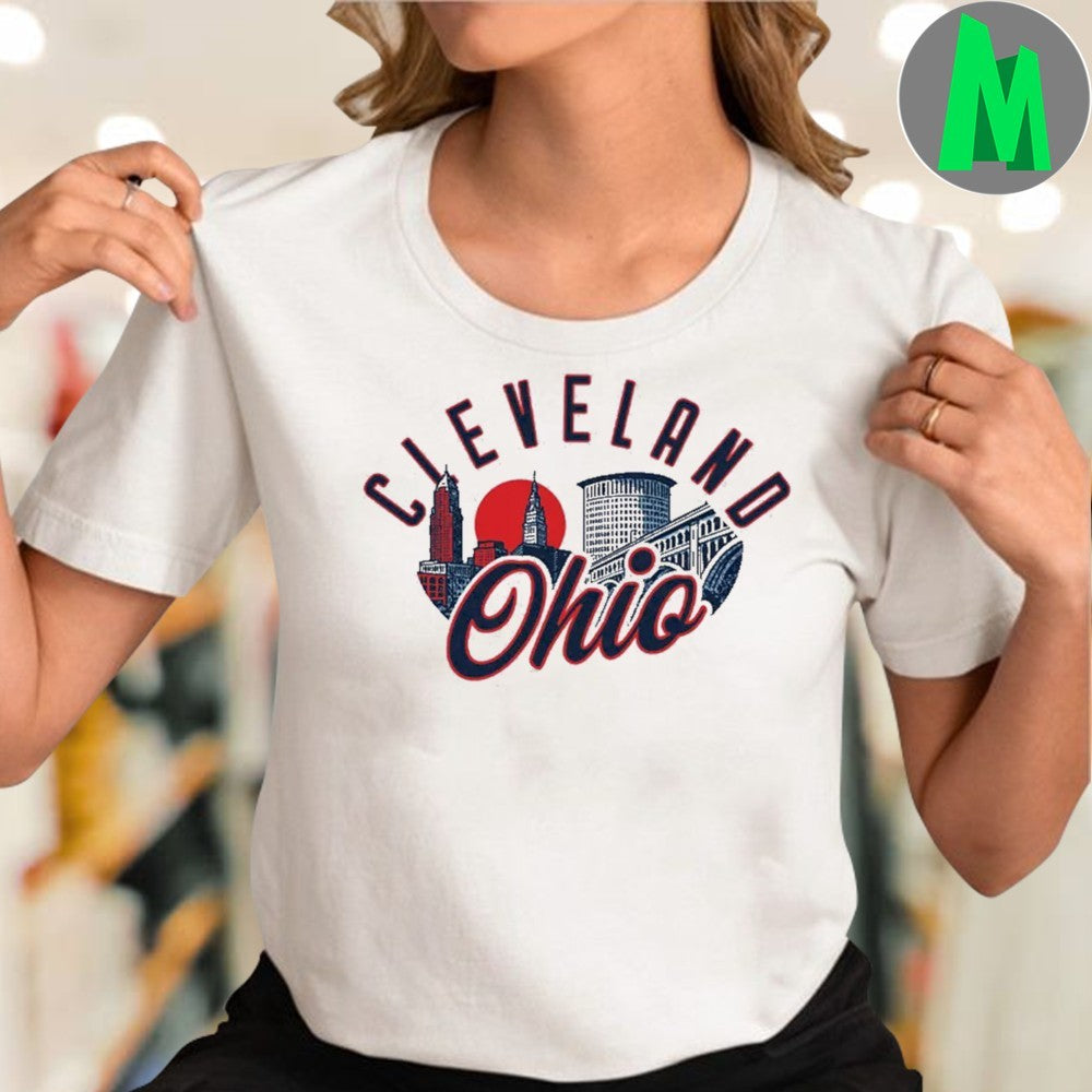 Cleveland Ohio USA City Skyline T-Shirt Graphic Tee