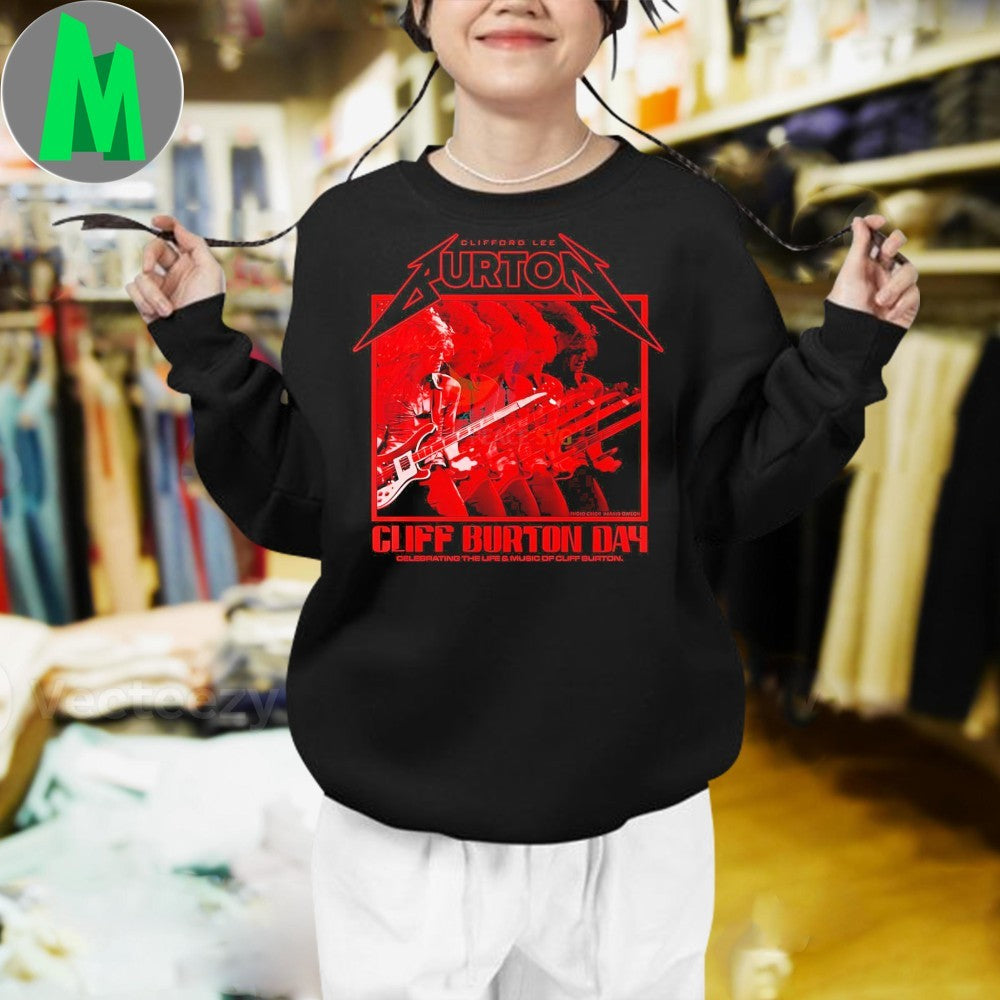 Cliff Burton Day 2025 Red Tribute Poster Celebrating Metallica Bass Legend Shirt