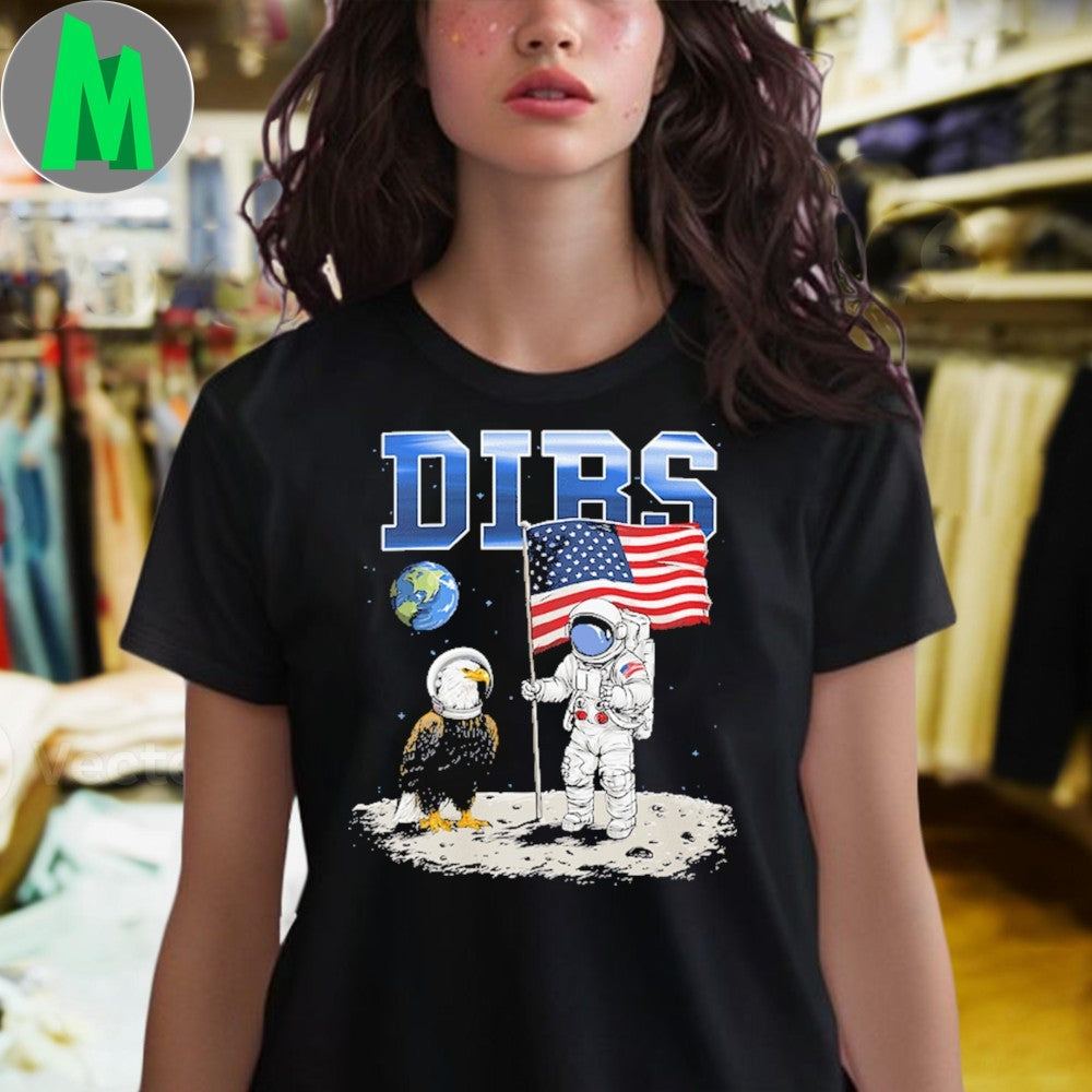 DIBS on the Moon Astronaut & Eagle American Flag T-Shirt