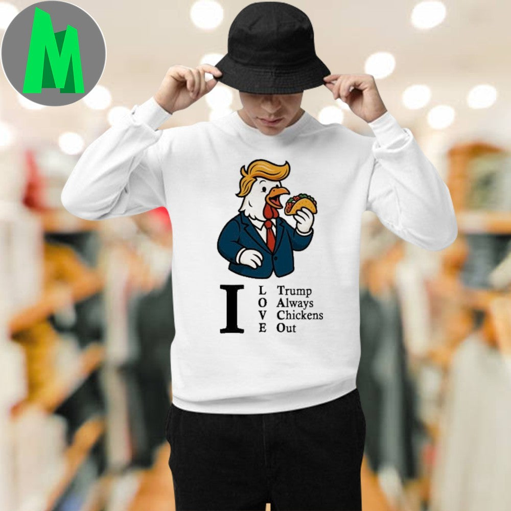 Donald Trump Chicken Eating Taco T-Shirt I Love Political Humor White Tee