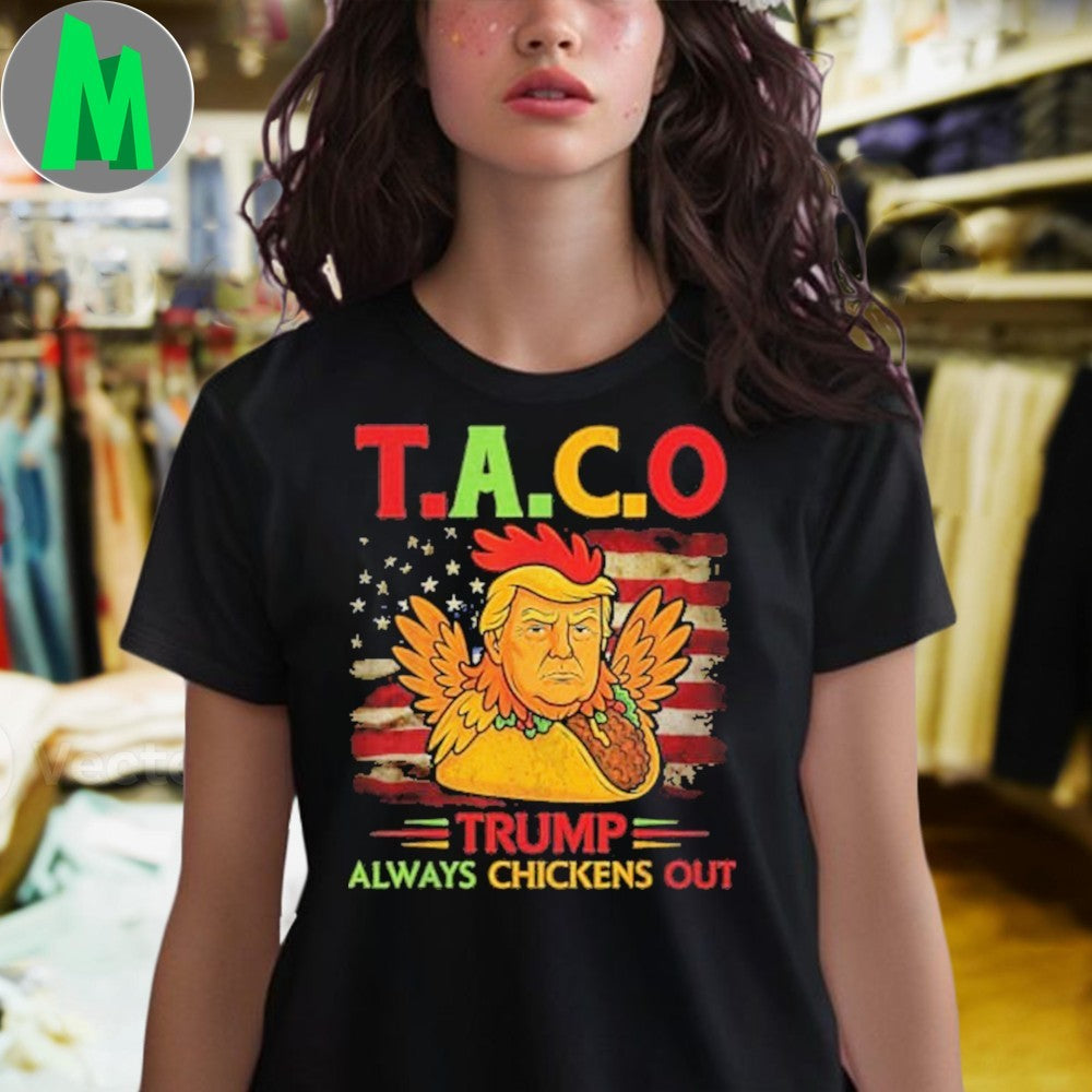 Donald Trump Chicken Taco USA Flag Political Satire T-Shirt Humorous Anti-Trump Graphic Tee