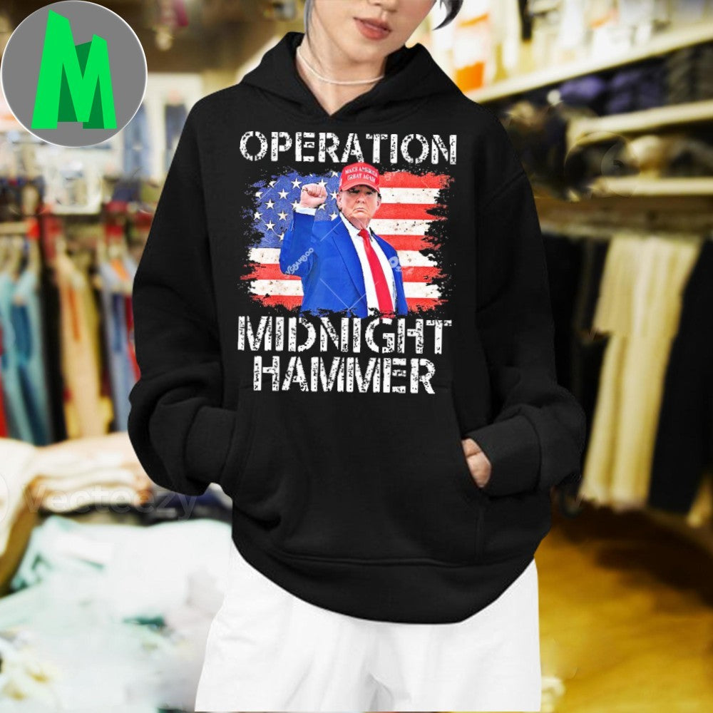 Donald Trump Operation Midnight Hammer American Flag Graphic T-Shirt