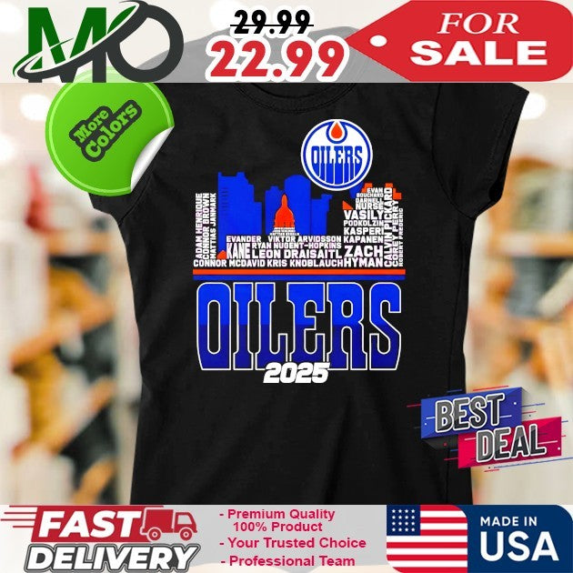 Edmonton Oilers Skyline Players Name And City 2025 Shirt