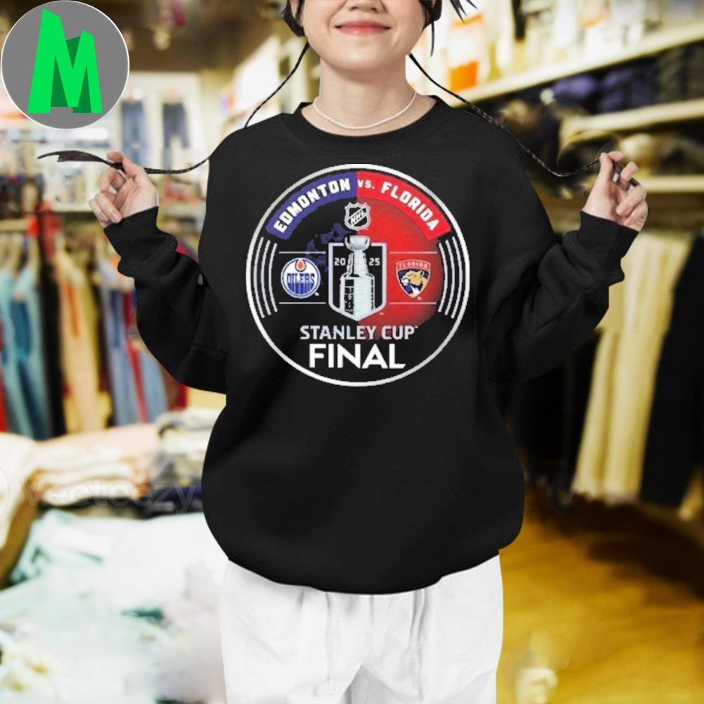 Edmonton Oilers vs Florida Panthers NHL Stanley Cup Final 2025 T-Shirt Hockey Matchup Graphic Tee Fan Apparel