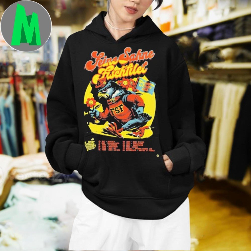 Feine Sahne Fischfilet Wir Kommen in Frieden 2025 Tour Dates Angry Falcon Graphic T-Shirt