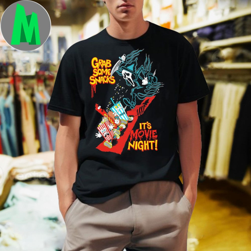 Ghostface It’s Movie Night Popcorn & Soda Horror T-Shirt