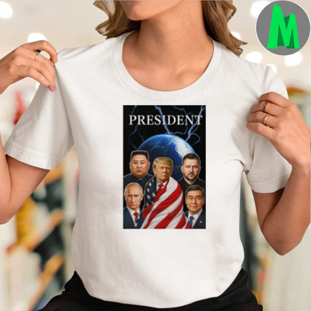 Global Presidents Trump Putin Zelensky Kim Jong-un Xi Jinping Lightning Graphic T-Shirt