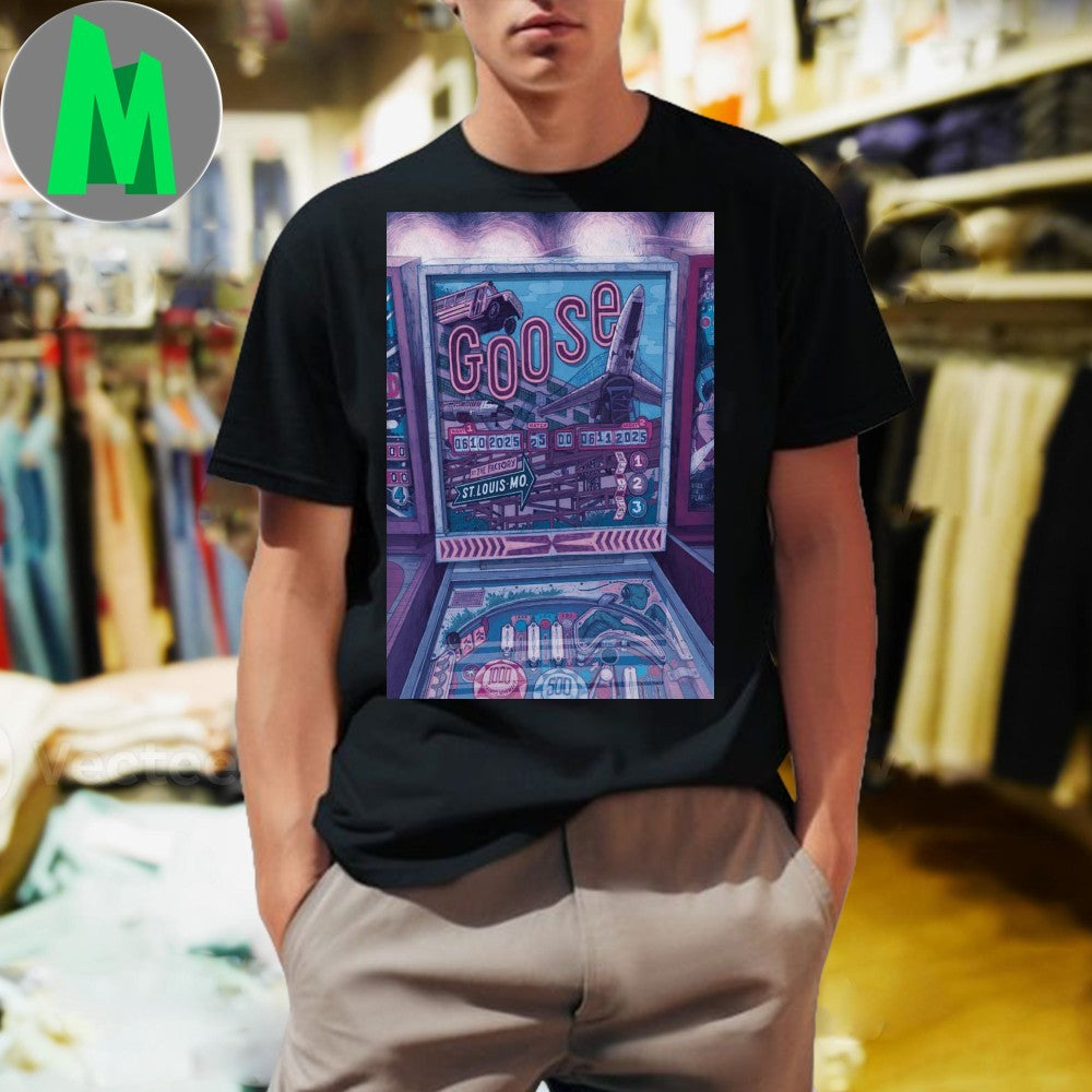 Goose St. Louis MO The Factory June 10-11 2025 Concert Pinball Poster Graphic T-Shirt