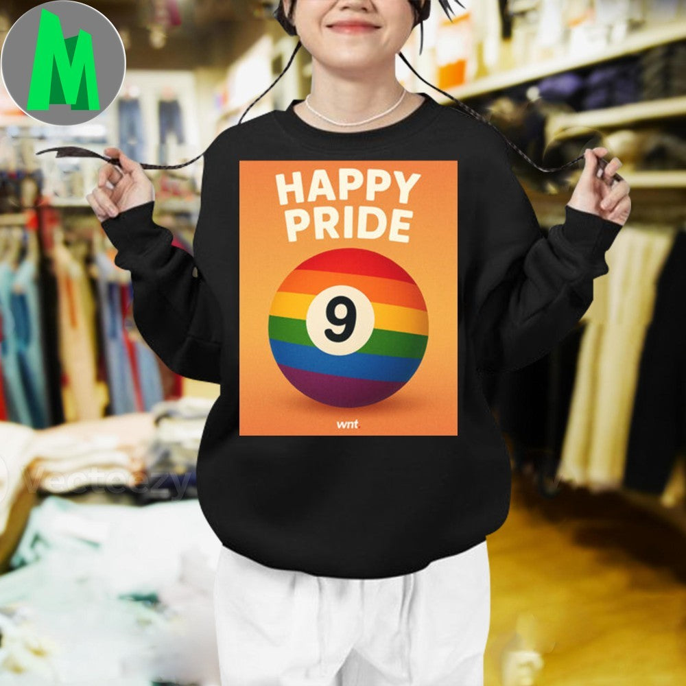 Happy Pride Month Rainbow Pool Ball 9 Matchroom WNT Graphic T-Shirt