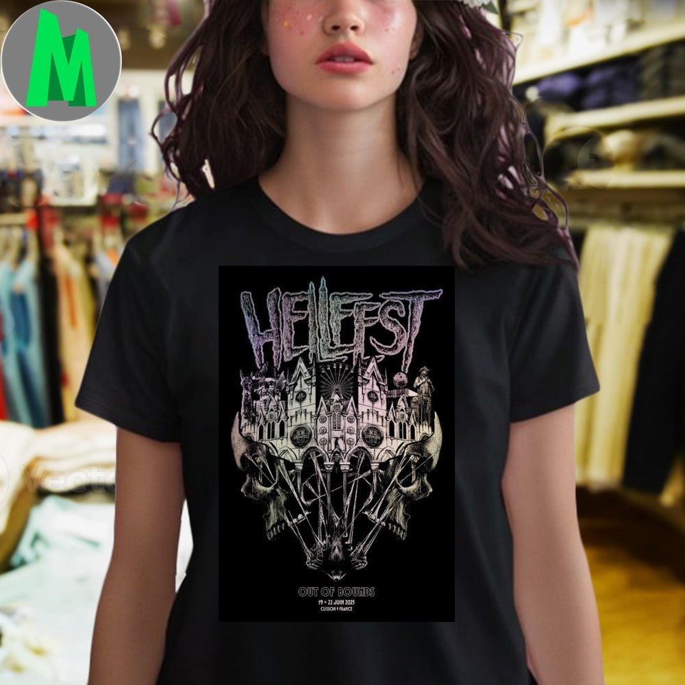 Hellfest Out Of Bounds 2025 Festival Poster Graphic T-Shirt