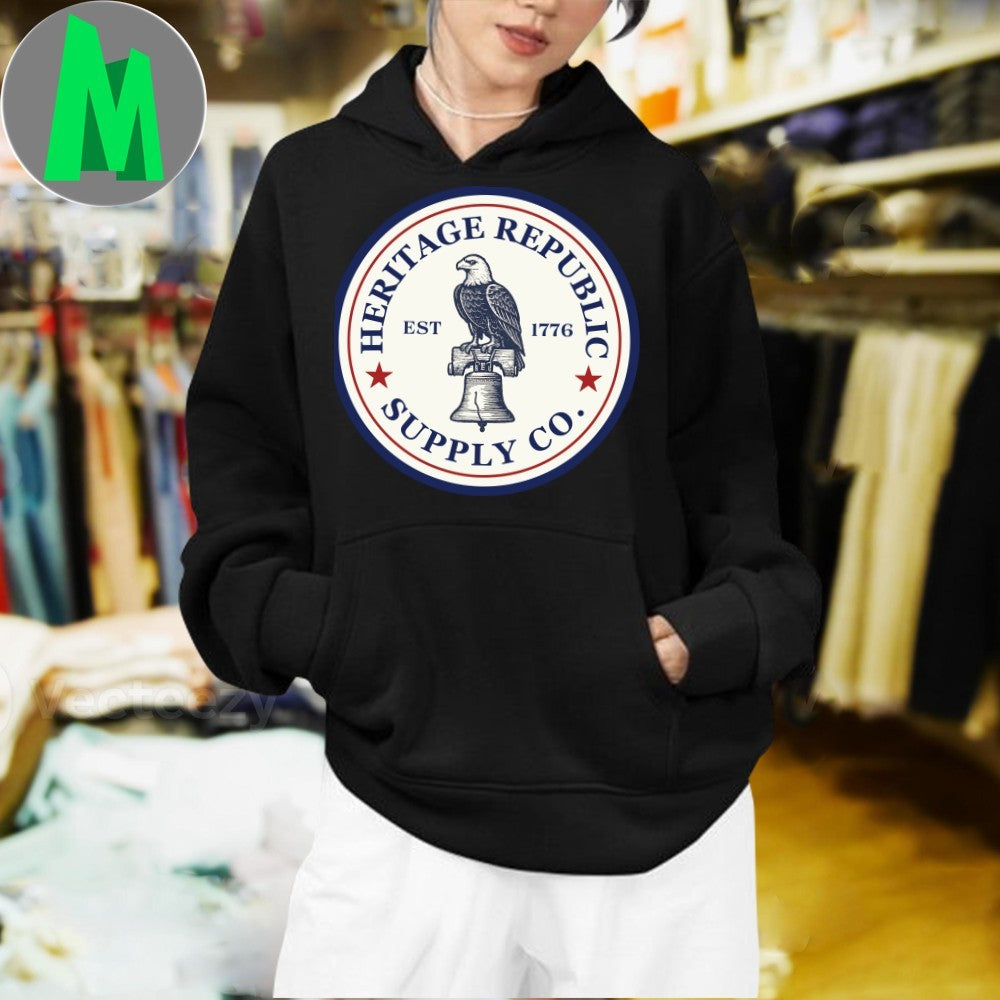 Heritage Republic Supply Co Est. 1776 Eagle Liberty Bell Logo T-Shirt