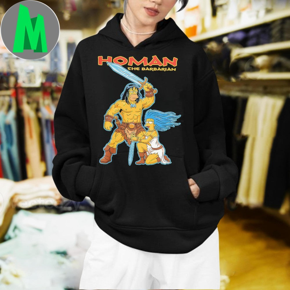 Homan The Barbarian Homer Simpson Parody Funny Graphic T-Shirt