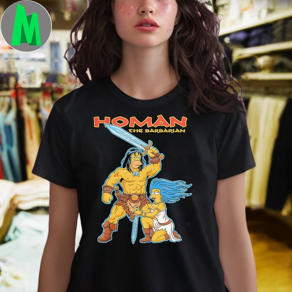 Homan The Barbarian Homer Simpson Parody Funny Graphic T-Shirt