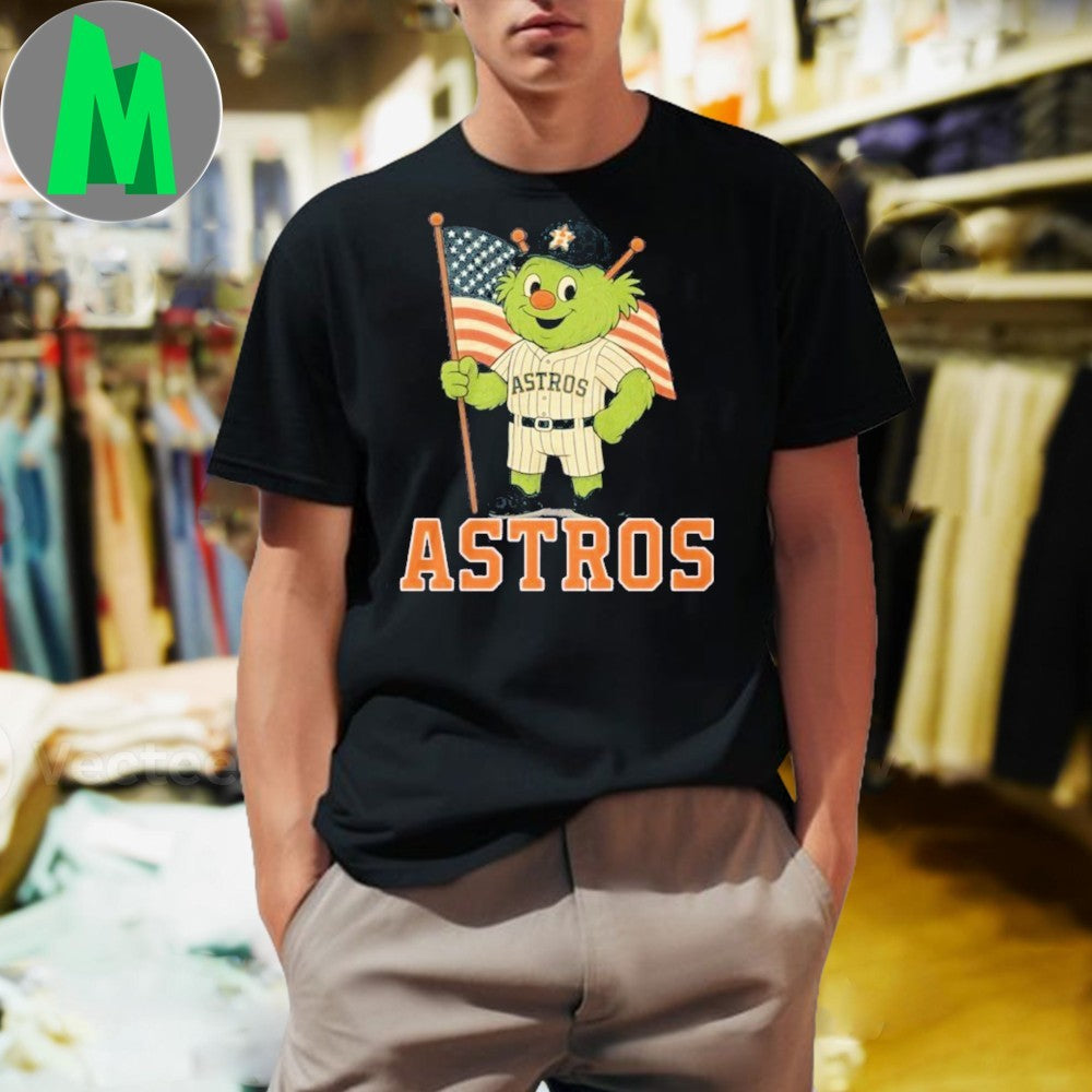 Houston Astros 4th Of July American Flag Mascot T-Shirt MLB Fan Tee