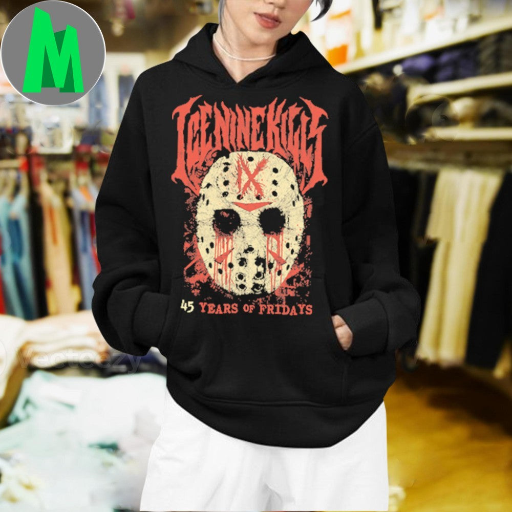 Ice Nine Kills Jason Voorhees Mask 45 Years of Fridays Horror Metalcore T-Shirt