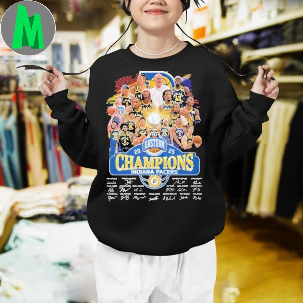 Indiana Pacers 2025 Eastern Conference Champions Signature T-Shirt NBA Basketball Fan Apparel