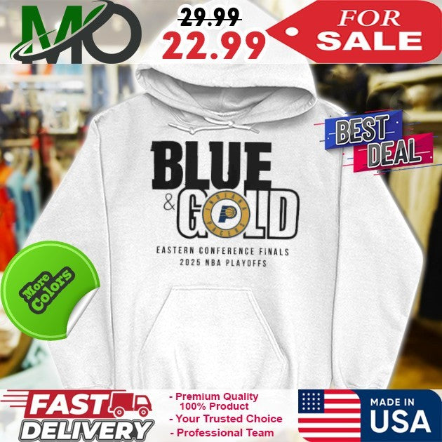 Indiana Pacers 2025 Eastern Conference Finals Blue & Gold T-Shirt