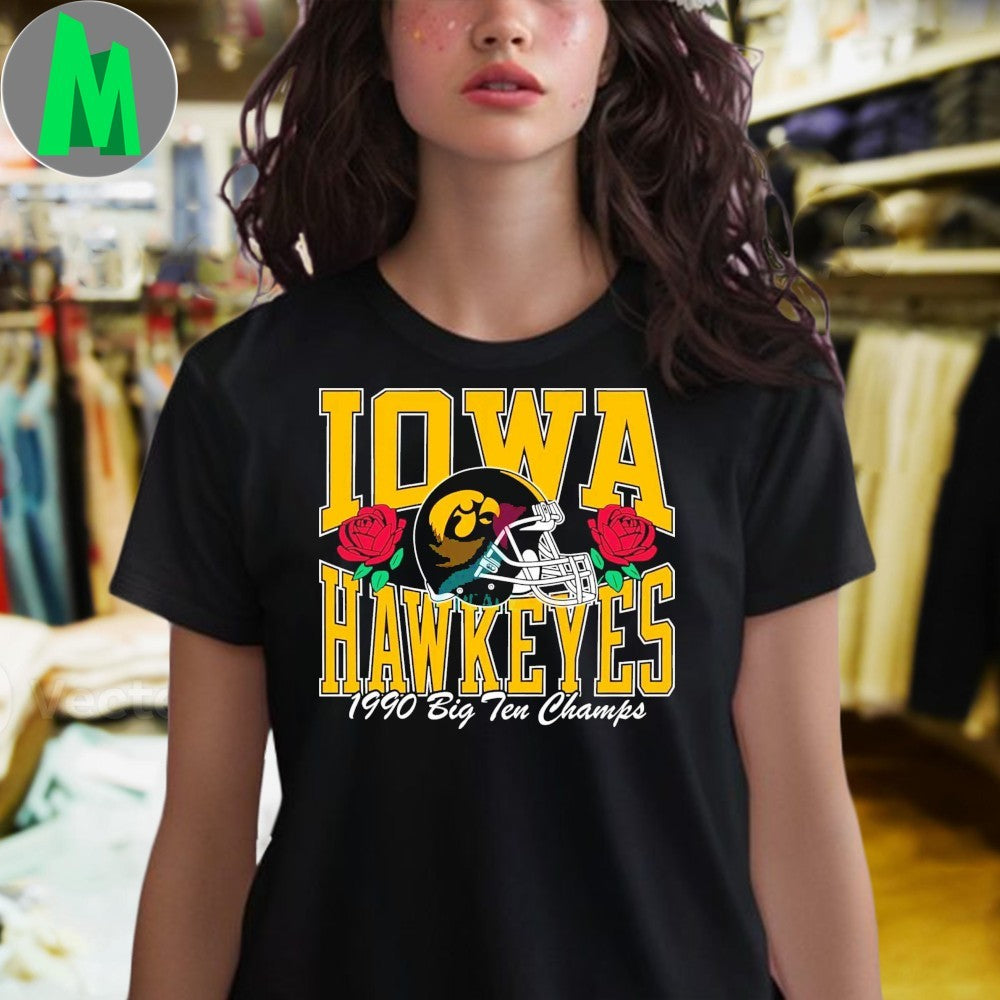Iowa 1990 Big Ten Logo Football Helmet Shirt