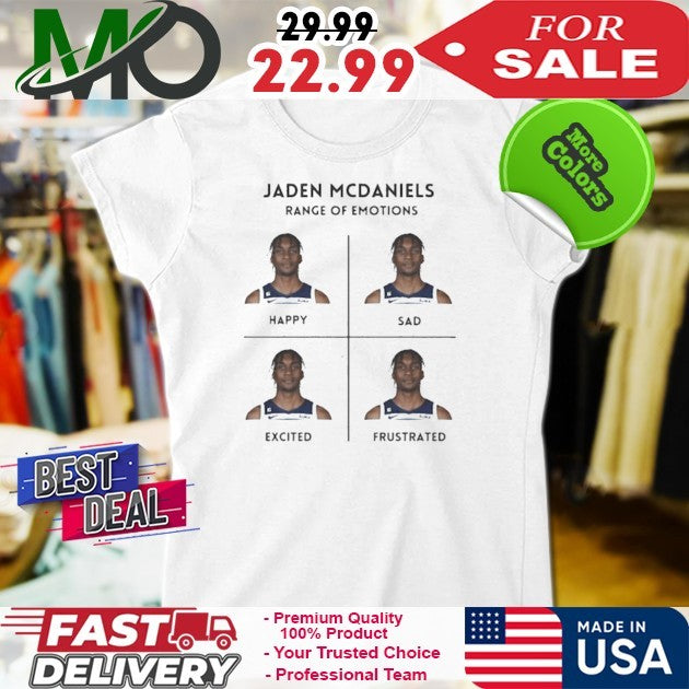 Jaden McDaniels Minnesota Timberwolves Range of Emotions NBA Basketball Fan T-Shirt