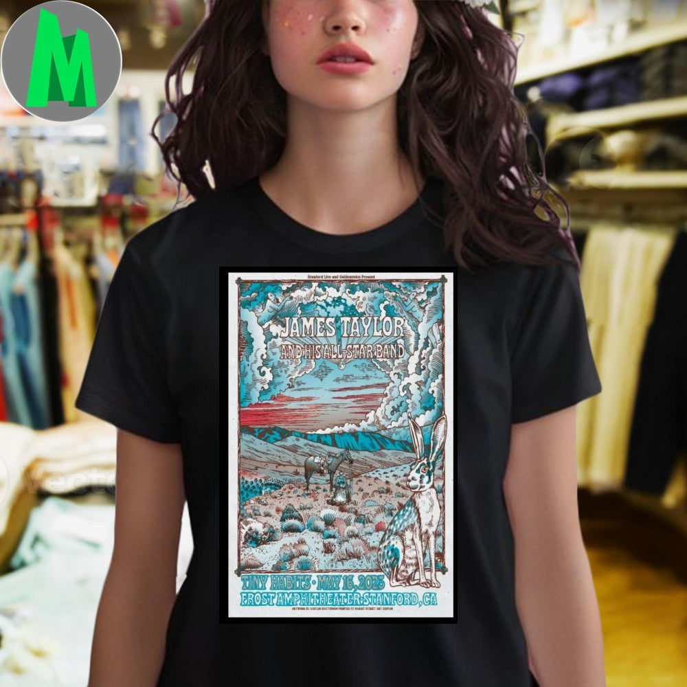 James Taylor And His All Star Band 2025 Concert Poster T-Shirt Folk Rock Music Fan Apparel