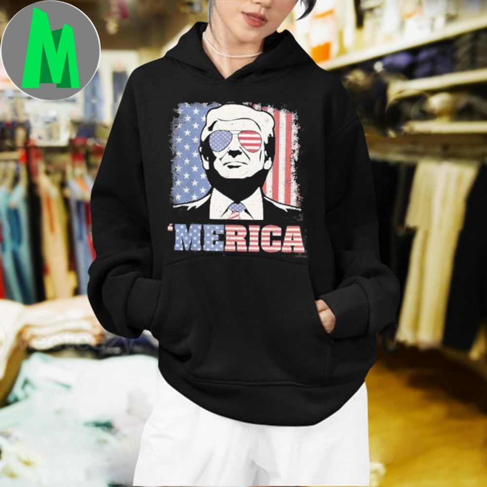Merica Trump Sunglass US Flag 4th Of July Shirt