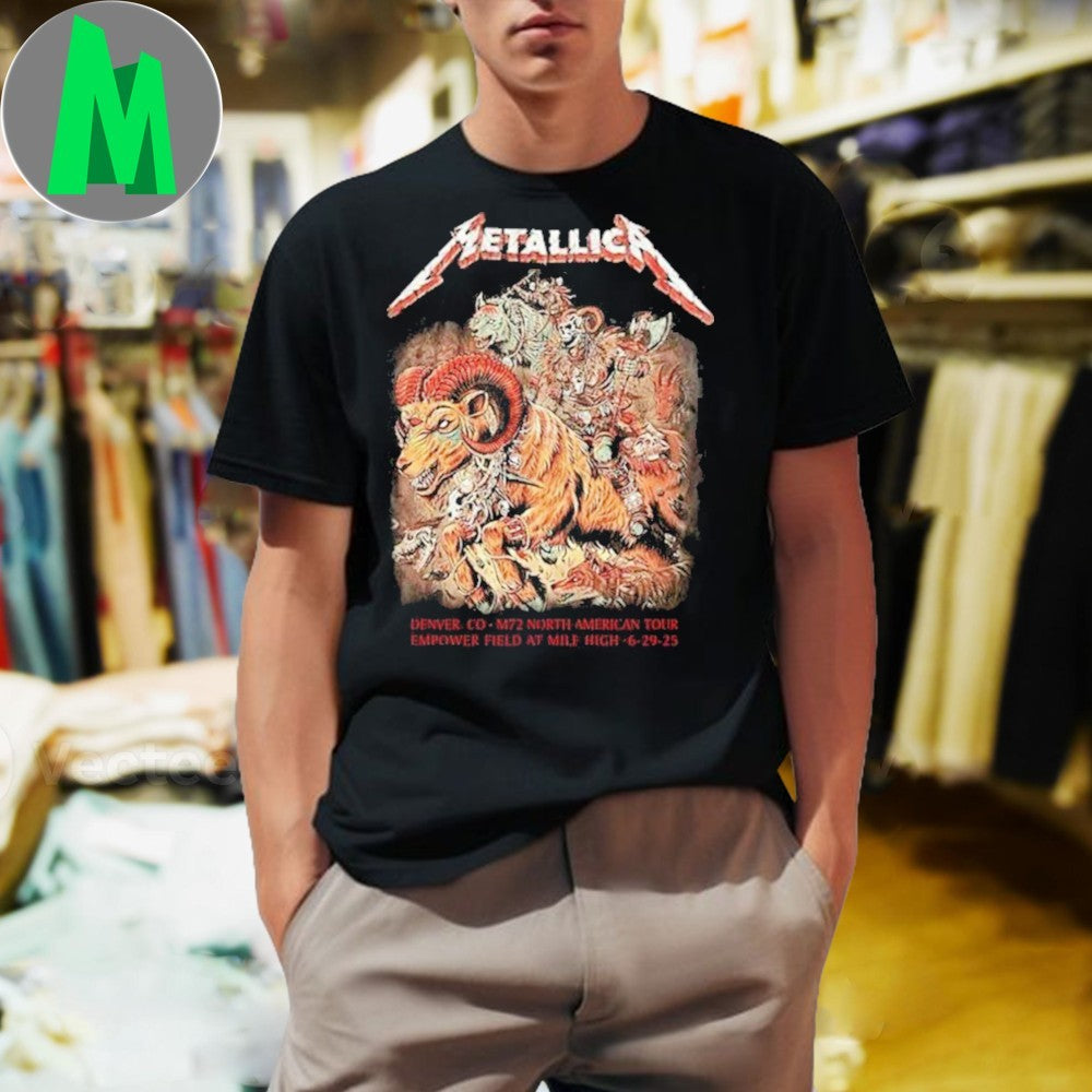 Metallica M72 Denver 2025 Exclusive Hoodie Night 2 In Denver CO On June 29 At Empower Field at Mile High Infernal Ride Merchandise T-Shirt