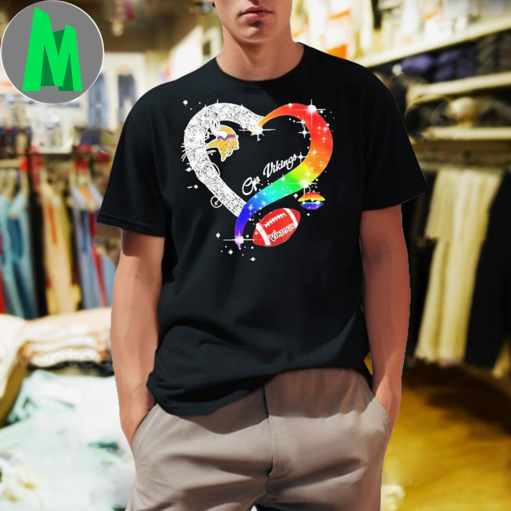 Minnesota Vikings Go Vikings LGBT Pride Heart Graphic T-Shirt