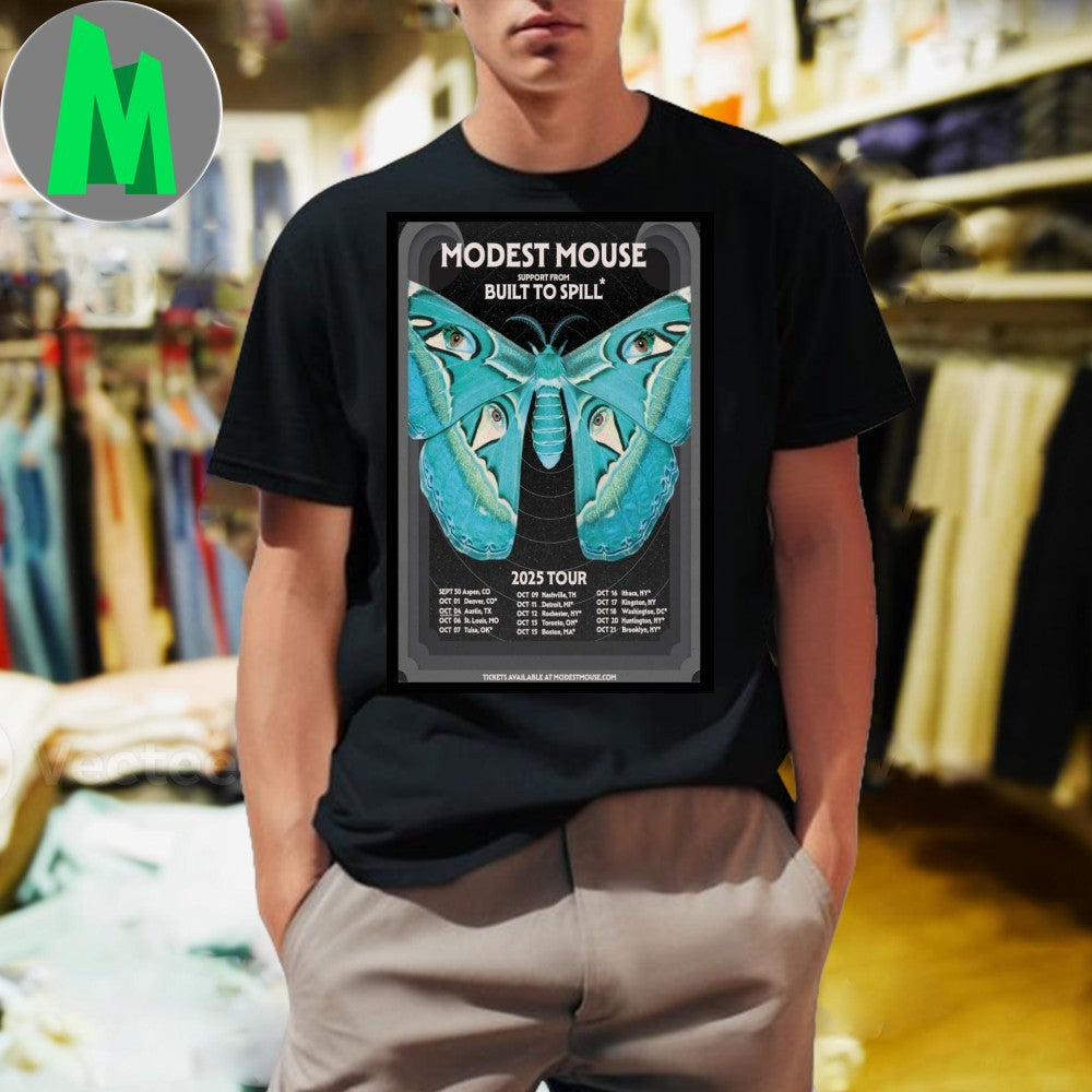 Modest Mouse Built To Spill Fall Tour 2025 Concert T-Shirt Indie Rock Band Tee Music Merch
