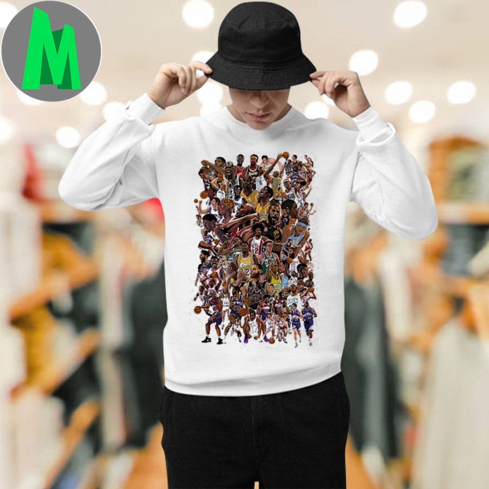 NBA 75th Anniversary Basketball Legends Collage T-Shirt