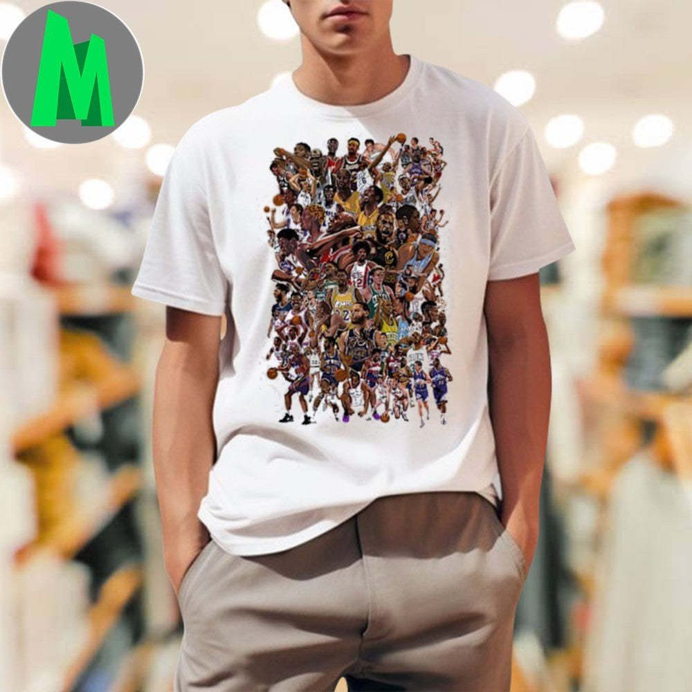NBA 75th Anniversary Basketball Legends Collage T-Shirt