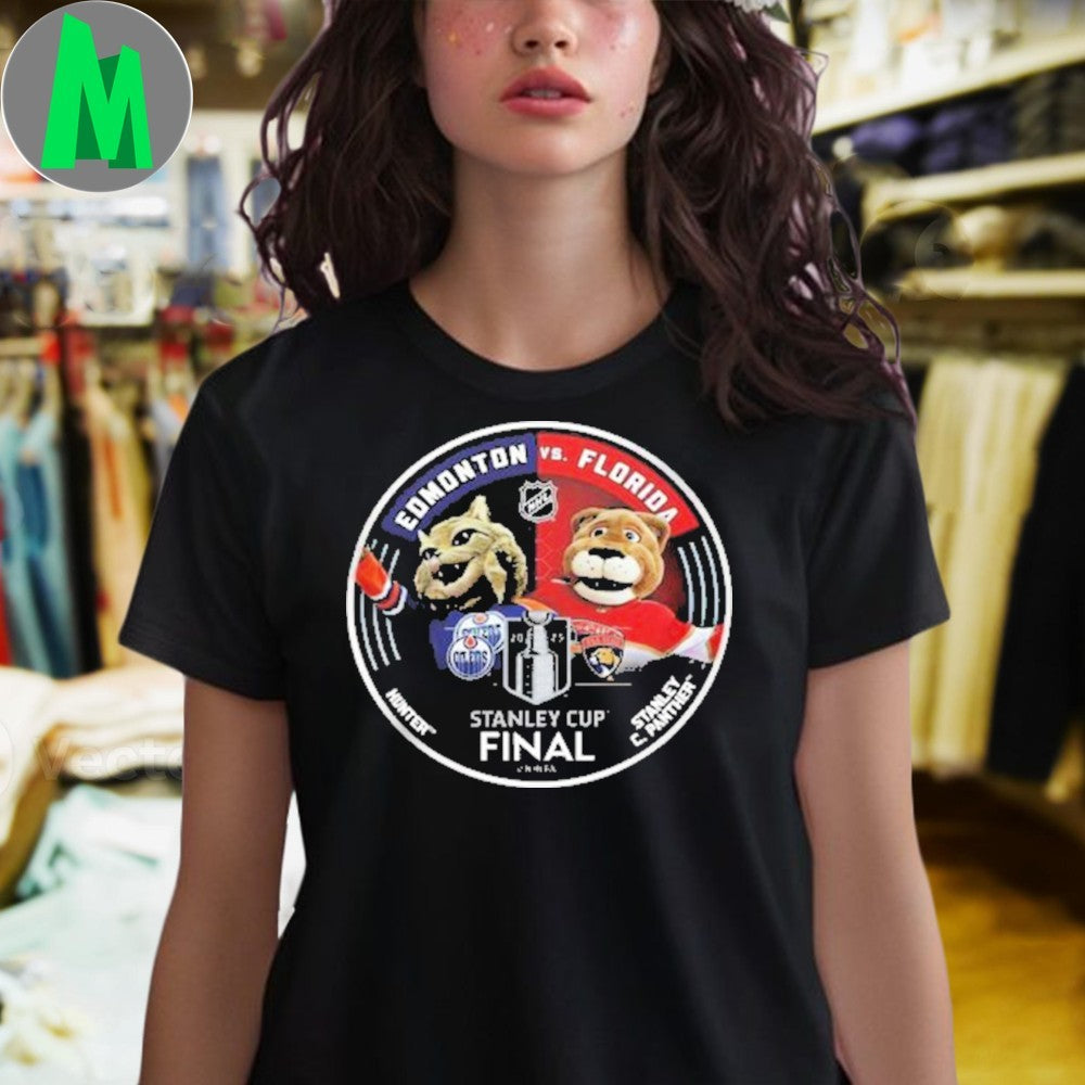 NHL Stanley Cup Final 2025 T-Shirt Edmonton Oilers vs Florida Panthers Mascot Matchup Graphic Tee Hockey Fan Apparel