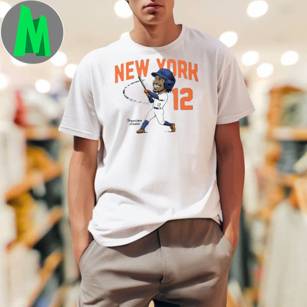 New York Francisco Lindor #12 Baseball Caricature T-Shirt