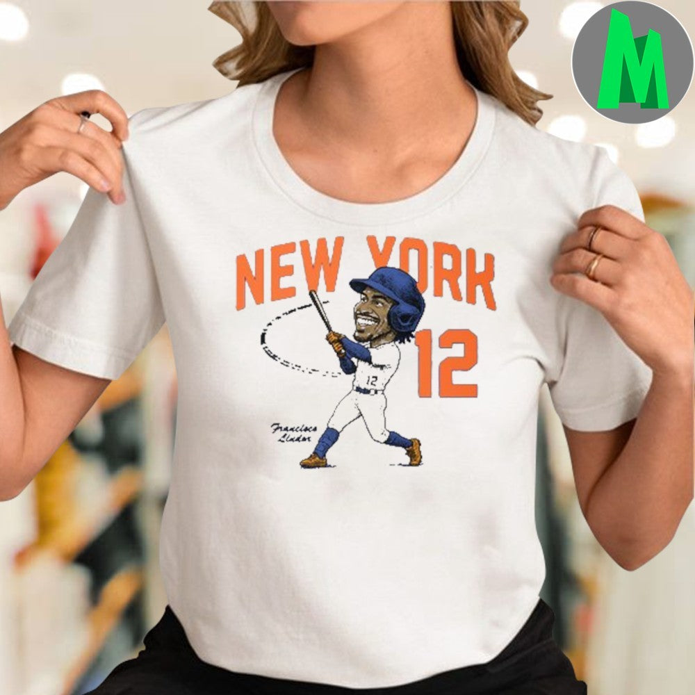 New York Francisco Lindor #12 Baseball Caricature T-Shirt