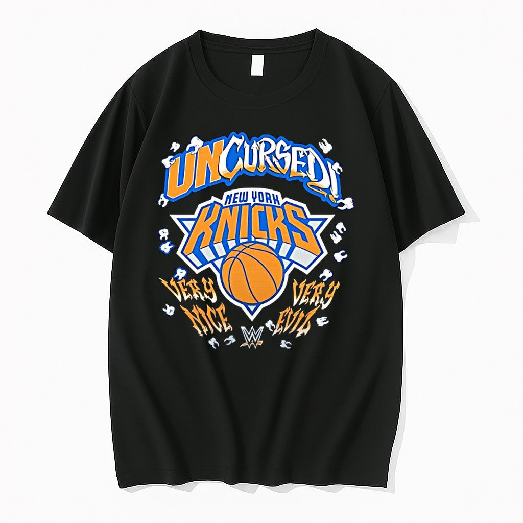 Official New York Knicks Wwe Uncursed Very Nice Very Evil Basketball Mashup T Shirts