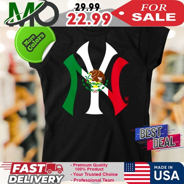 New York Yankees New Era Black Mexican Flag Logo Shirt