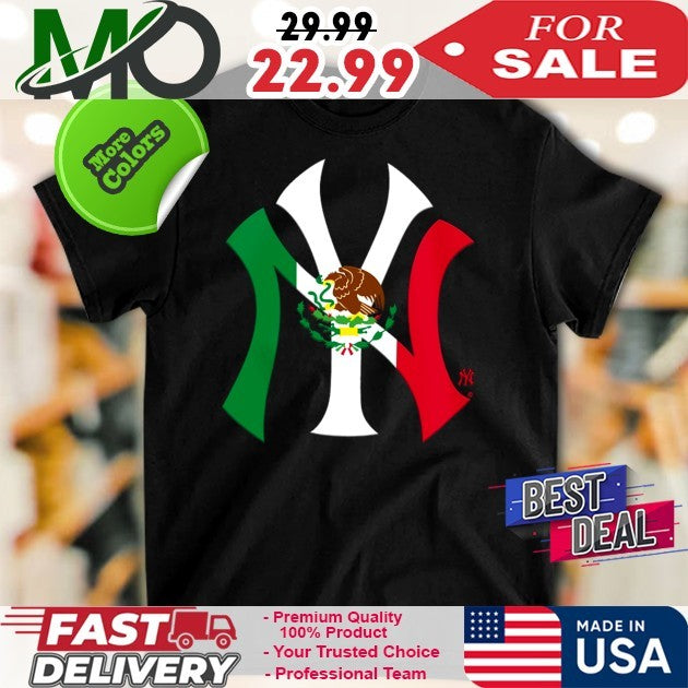 New York Yankees New Era Black Mexican Flag Logo Shirt