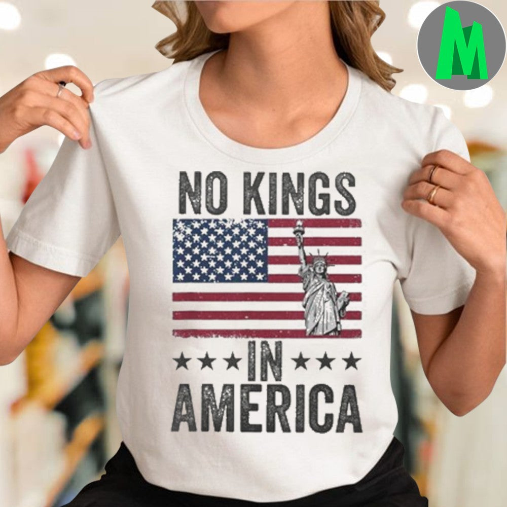 No Kings In America Flag Protest Save Democracy Men’s Premium Shirt