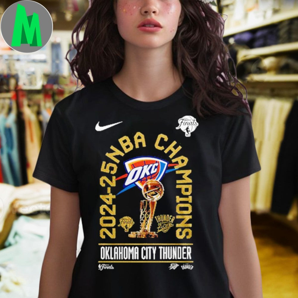 OKC Thunder 2025 NBA Champions Golden Trophy Graphic T-Shirt