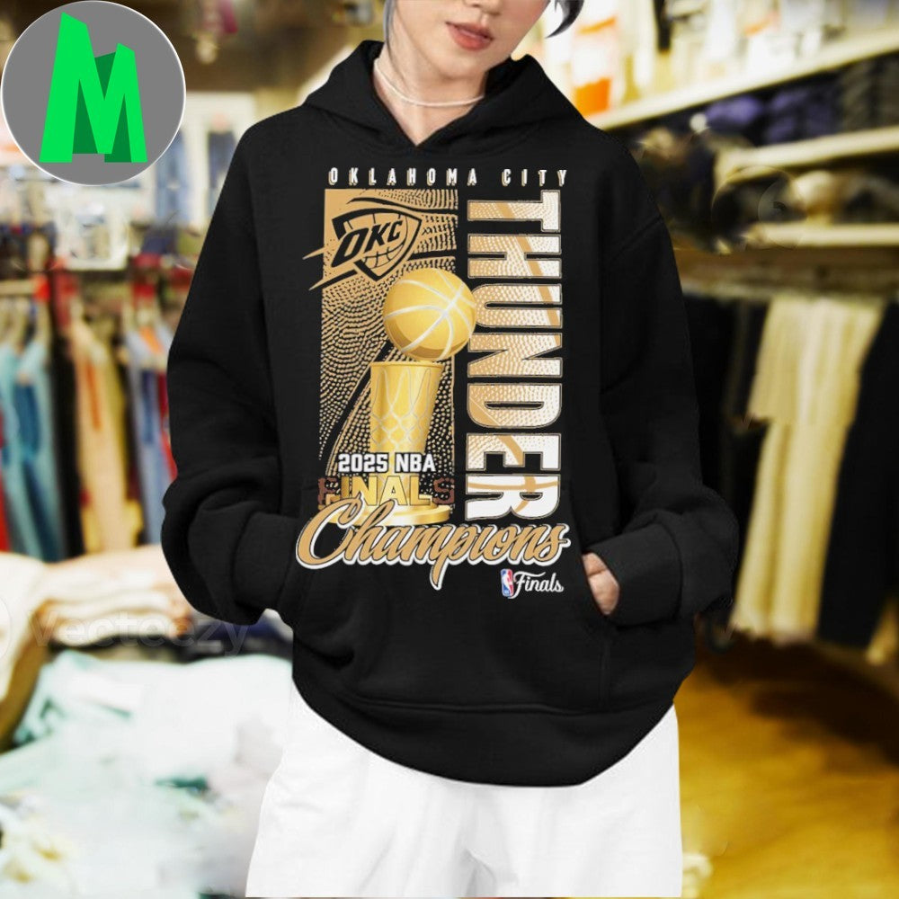 OKC Thunder 2025 NBA Finals Champions Golden Trophy Graphic T-Shirt
