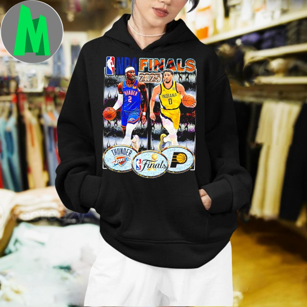 OKC Thunder vs Indiana Pacers NBA Finals 2025 Vintage Basketball Logo T-Shirt